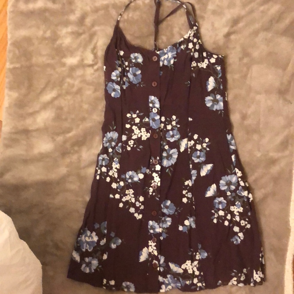 Button Front Floral Skater Skirt
